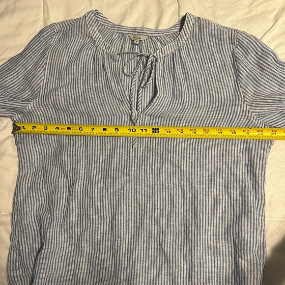 Rails $188 Caterina Top Blue White Sanibel Stripe Linen Blend Blouse Size Small - Picture 9 of 11